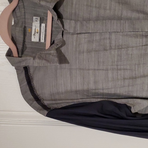 Philip lim Grey and navy blue color block long sleeve button up shirt - Picture 3 of 4